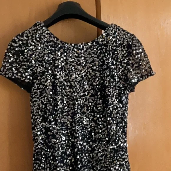 Adrianna Papel cap sleeve sequin dress in pewter - Picture 8 of 12